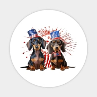 4th of July Dachshund Dogs #1 Magnet